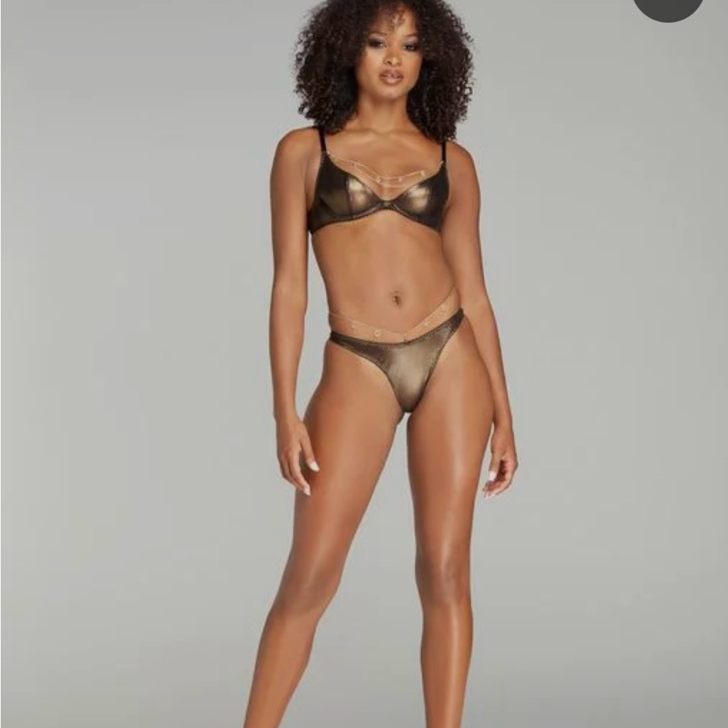 Sheer Gold Lingerie Set. Nwt. 34b/M